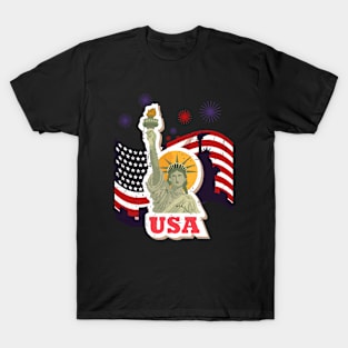 New York 4th of july Vintage Statue of Liberty T-Shirt